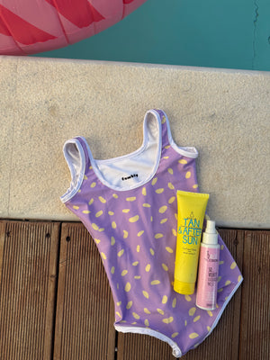 Purple & Sea Yellow Design - One-Piece Swimsuit for kids