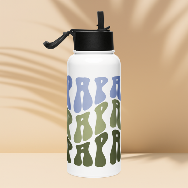 Papa - Stainless steel water bottle with a straw lid